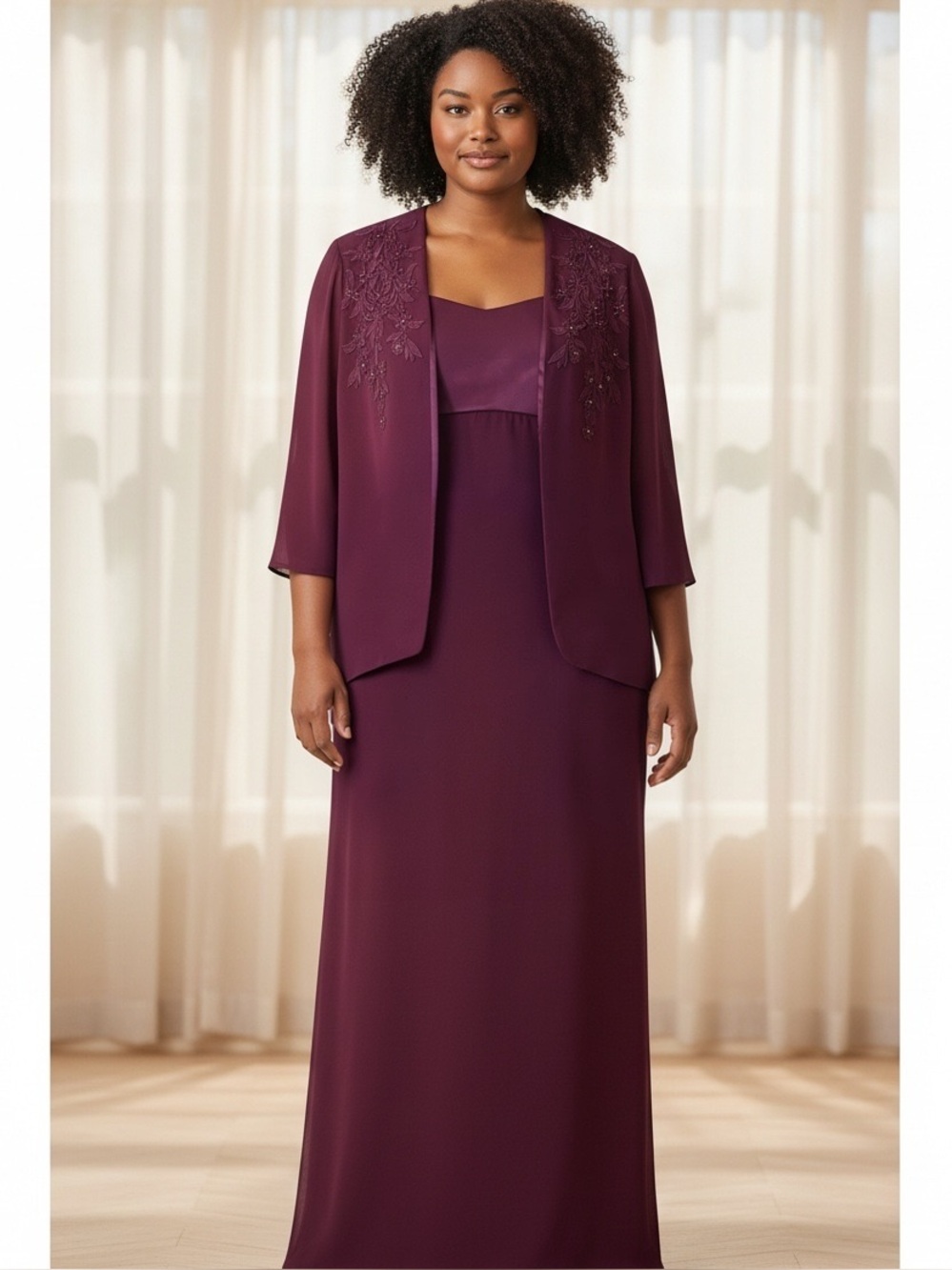Patra two piece dress burgundy size 8 Vintage embroidery to jacket Maxi